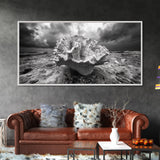 Coral Texture, Ocean Storm, Dramatic Sky, Sea Fossil, Framed Canvas Print, Coastal Nature Art, Fall Entryway Wall Decor, Cabin Wall Art