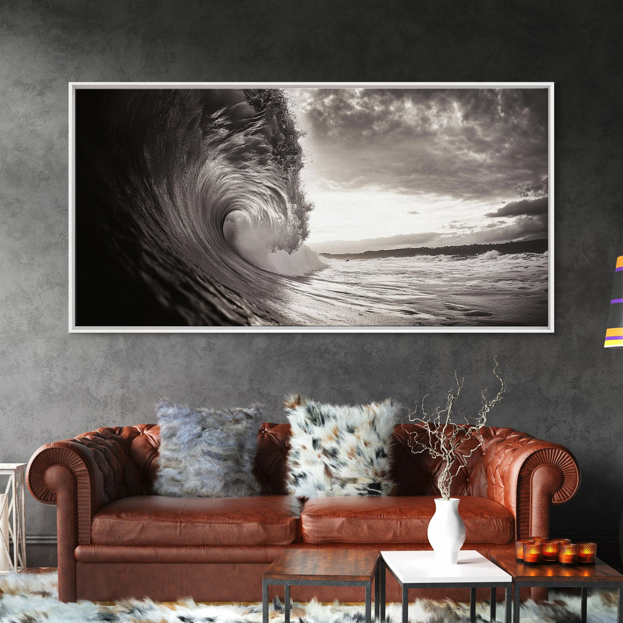Ocean Wave, Dramatic Curl, Coastal Photography, Seascape Art, Framed Canvas Print, Surf Wall Decor, Nautical Living Room Wall Art