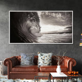 Ocean Wave, Dramatic Curl, Coastal Photography, Seascape Art, Framed Canvas Print, Surf Wall Decor, Nautical Living Room Wall Art