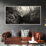 Forest Waterfall, Wooded Creek, Serene Nature, Rustic Landscape, Framed Canvas Print, Fall Cabin Wall Art, Nature Lover Decor