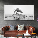 Solitary Tree, Minimalist Nature, Desert Landscape, Canvas Print, Modern Home Decor, Neutral Wall Art, Entryway Accent, Calm Mood Art
