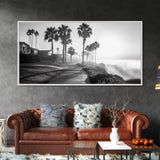 Palm Tree Pathway, Beachfront Neighborhood Vibes, Coastal Street Scene, Framed Canvas Print, Entryway Art, Minimalist Coastal Home Decor