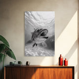 Underwater Fish, Ocean Predator, Aquatic Wildlife, Canvas Print, Bathroom Wall Art, Coastal Nautical Decor, Marine Photography