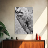 Reflective Riverbed, Nature Tranquility, Monochrome Landscape, Canvas Print, Bathroom Wall Art, Zen Decor, Fine Art Photography