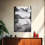 Forest Lake, Mountain View, Peaceful Trail, Framed Canvas Print, Cabin Decor, Fall Landscape, Living Room Art, Tranquil Nature Print