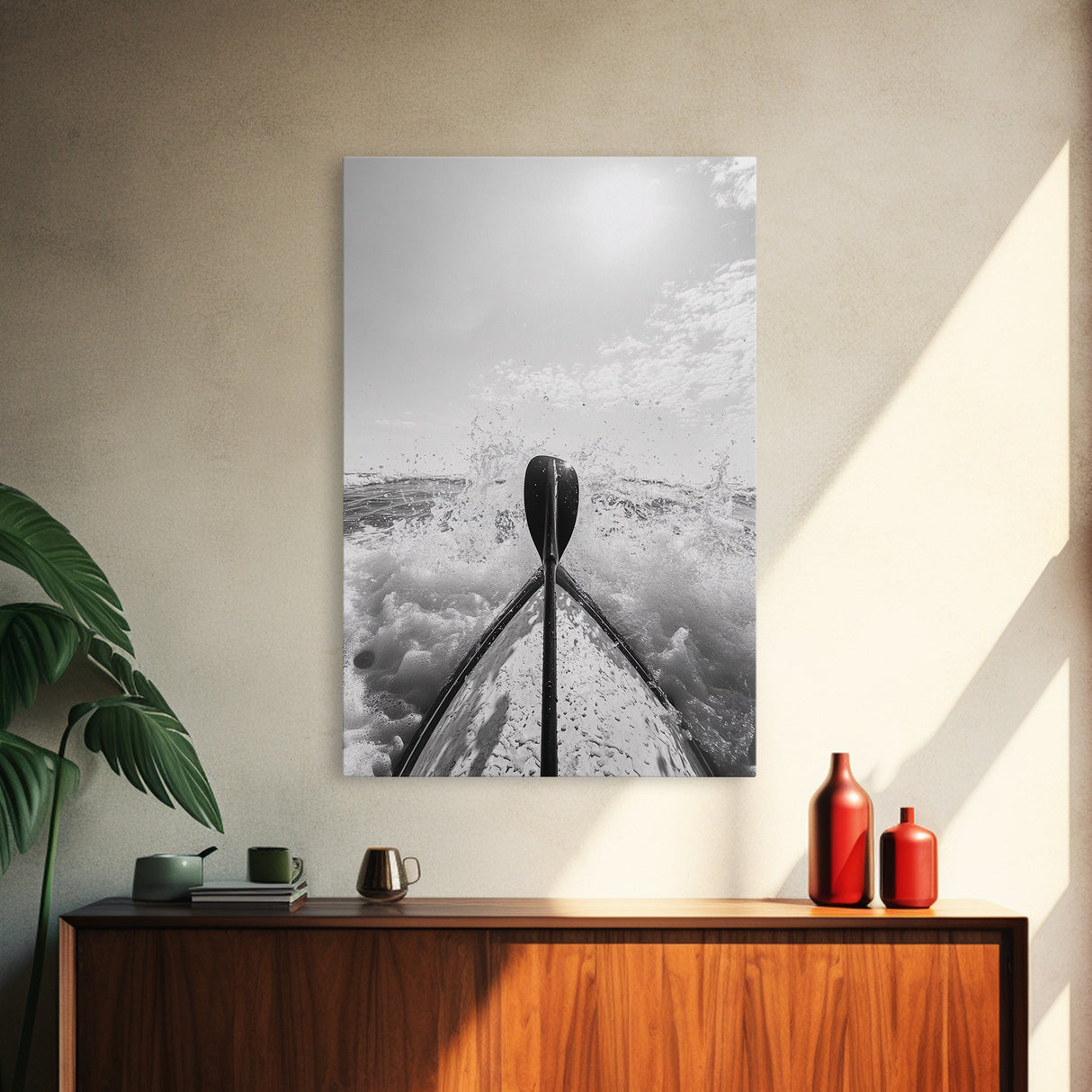 Kayak Splash, Adventure Paddle, Ocean Journey, Water Sports Art, Canvas Print, Office Wall Art, Outdoor Enthusiast Gift, boho wall decor