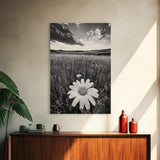 Wildflower Field, Daisy Bloom, Summer Meadow, Framed Canvas Print, Boho Botanical Wall Art, Bedroom Decor, Earthy Nature Photography