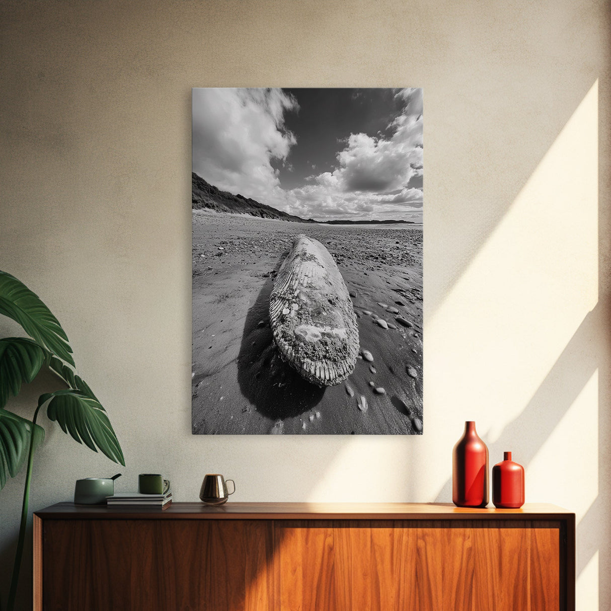 Whale Bone, Coastal Find, Ocean Relic, Framed Canvas Print, Seaside Wall Art, Beach House Decor, Nautical Minimalist Photography