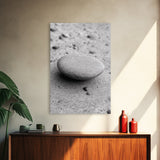Smooth Beach Stone, Minimalist Sand Texture, Natural Balance, Canvas Print, Spa Room Wall Art, Calm Earthy Interior Style