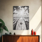 Surfboard Horizon, Ocean Waves, Beach Photography, Summer Vibes, Canvas Print, Teen Room Wall Art, Coastal Decor, Modern Surf Art