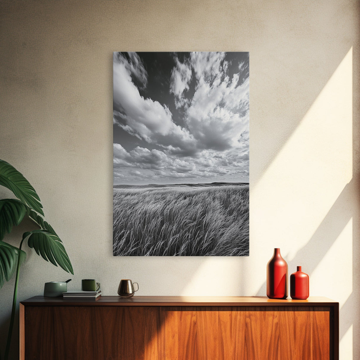 Open Sky Fields, Windy Prairie, Moody Nature Sky, Rustic Landscape, Canvas Print, Bedroom Wall Art, Fall Countryside, Boho Nature Decor