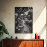 Forest Path, Twisting Trees, Nature Trail Scene, Framed Canvas Print, Earthy Wall Art, Boho Woodland Decor, Entryway or Hallway Accent