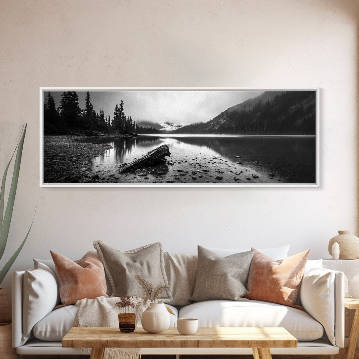 Alpine Lake, Moody Mountains, Foggy Reflection, Canvas Print, Serene Wall Art, Nature Photography, Bedroom Art, Den Decor, Office Decor