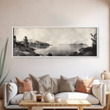 Foggy Coast, Misty Trees, Silent Bay, Canvas Print, Moody Landscape Photography, Bedroom Wall Art, Nature Inspired Decor