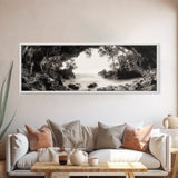 Ocean Cave, Coastal Trees, Natural Light, Canvas Print, tranquil coastal wall art, bedroom boho decor, dreamy nature scene artwork
