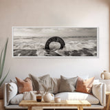 Ocean Ring, Waves Crashing, Sea Sculpture, Framed Canvas Print, unique beach photography, industrial coastal wall art, modern bathroom decor