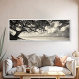 Southern Oak, Coastal Tree, Beachfront Tranquility, Serene Landscape, Canvas Print, Neutral Living Room Art, Boho Nature Decor, Beach Wall Art