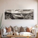 Marsh Landscape, Coastal Grasslands, Autumn Earth Tones, Framed Canvas Print, Fall Wall Art, Farmhouse Style, Rustic Entryway Decor