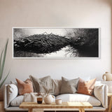 Beaver Dam, Nature Structure, Quiet Creek, Reflection Art, Framed Canvas Print, Cabin Wall Art, Rustic Decor, Woodland Black and White Art