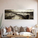 Didgeridoo Desert Scene, Tribal Instrument Art, Rustic Beach Vibe, Boho Music Decor, Framed Canvas Print, Eclectic Living Room Wall Art
