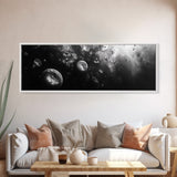 Jellyfish Dreams, Ocean Depths, Abstract Motion, Canvas Print, Coastal Bathroom Art, Nautical Theme, Moody Black and White Sea Life