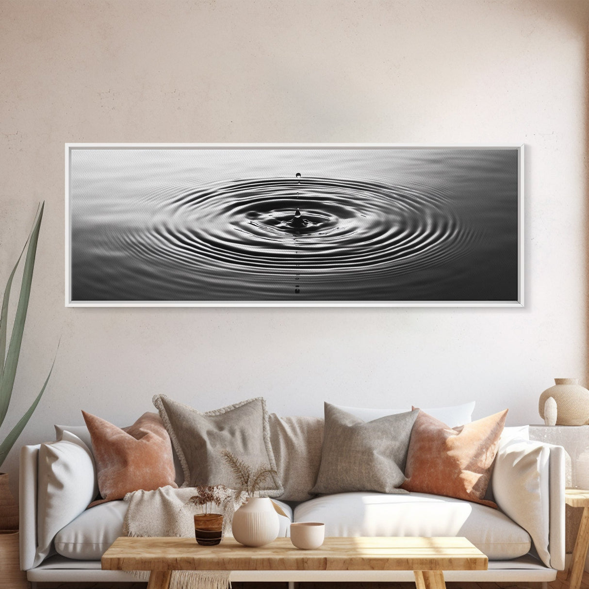 Water Drop Ripples, Black and White Photography, Zen Art, Minimalist Wall Decor, Canvas Print, Bathroom Wall Art, Meditation Room Art