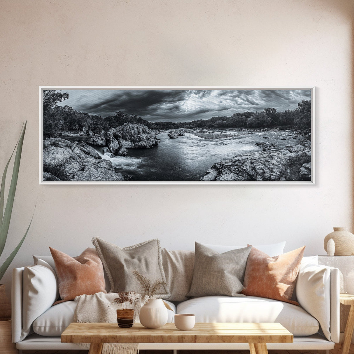 Stormy River Valley, Dramatic Landscape Art, Nature Wall Decor, Framed Canvas Print, Rustic Cabin Decor, Autumn Living Room Artwork