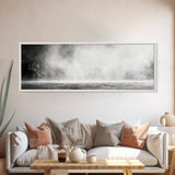 Waterfall Mist Scene, Nature Wall Decor, Canvas Print, Modern Minimalist Art, Neutral Tones, Living Room Wall Art, Black White Landscape