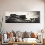 Rocky Coastal Path, Ocean Horizon View, Canvas Print, Neutral Earth Tones, Rustic Wall Art, Beach Landscape Photography, Grunge Nautical Art