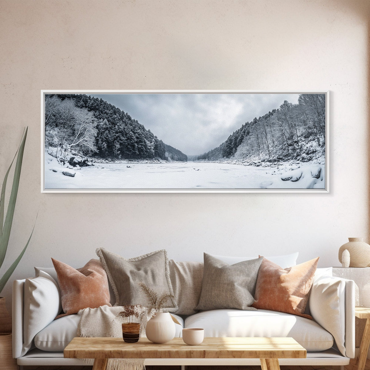 Snowy Pines, Winter Forest, Cold Wilderness, Framed Canvas Print, Christmas wall art, lodge decor, mountain retreat art, woodland art