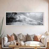 Stormy Waves, Ocean Fury, Tropical Housefront, Canvas Print, dramatic coastal decor, fall storm wall art, modern living room statement