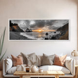 Ocean Sunset, Rocky Shore, Dramatic Coast, Canvas Print, fall beach wall art, earthy coastal home decor, nature photography, den artwork