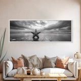 Metal Star Shore, Moody Beach Art, Rustic Coastal Decor, Autumn Vibes, Canvas Print, Farmhouse Living Room Wall Art