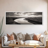 Serene River, Marsh Landscape, Calm Waters, Tranquil Nature, Framed Canvas Print, Minimalist Decor, Entryway Art, Fall Home Vibes