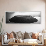 Island Volcano, Crater View, Aerial Landscape, Coastal Photography, Canvas Print, Nature Wall Decor, Bedroom Art, Monochrome Landscape