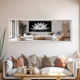 Lotus Bloom, Zen Flower, Tranquil Petals, Spiritual Nature Print, Black and White, Canvas Print, Spa Wall Decor, Meditation Room Art