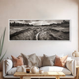 Rugged Riverbed Path, Forest Edge, Moody Terrain, Earthy Scene, Framed Canvas Print, Rustic Cabin Art, Autumn Entryway Decor