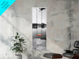 Swing Over Lake, Still Waters, Childhood Memories, Tranquil View – Canvas Print, Minimalist Wall Art, Kids Room Decor, Serene Black and White