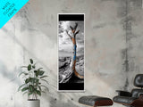 Painted Tree, Coastal Driftwood, Stormy Sky, Bold Texture – Framed Canvas Print, Beach House Decor, Abstract Nature Art, Rustic Minimalism