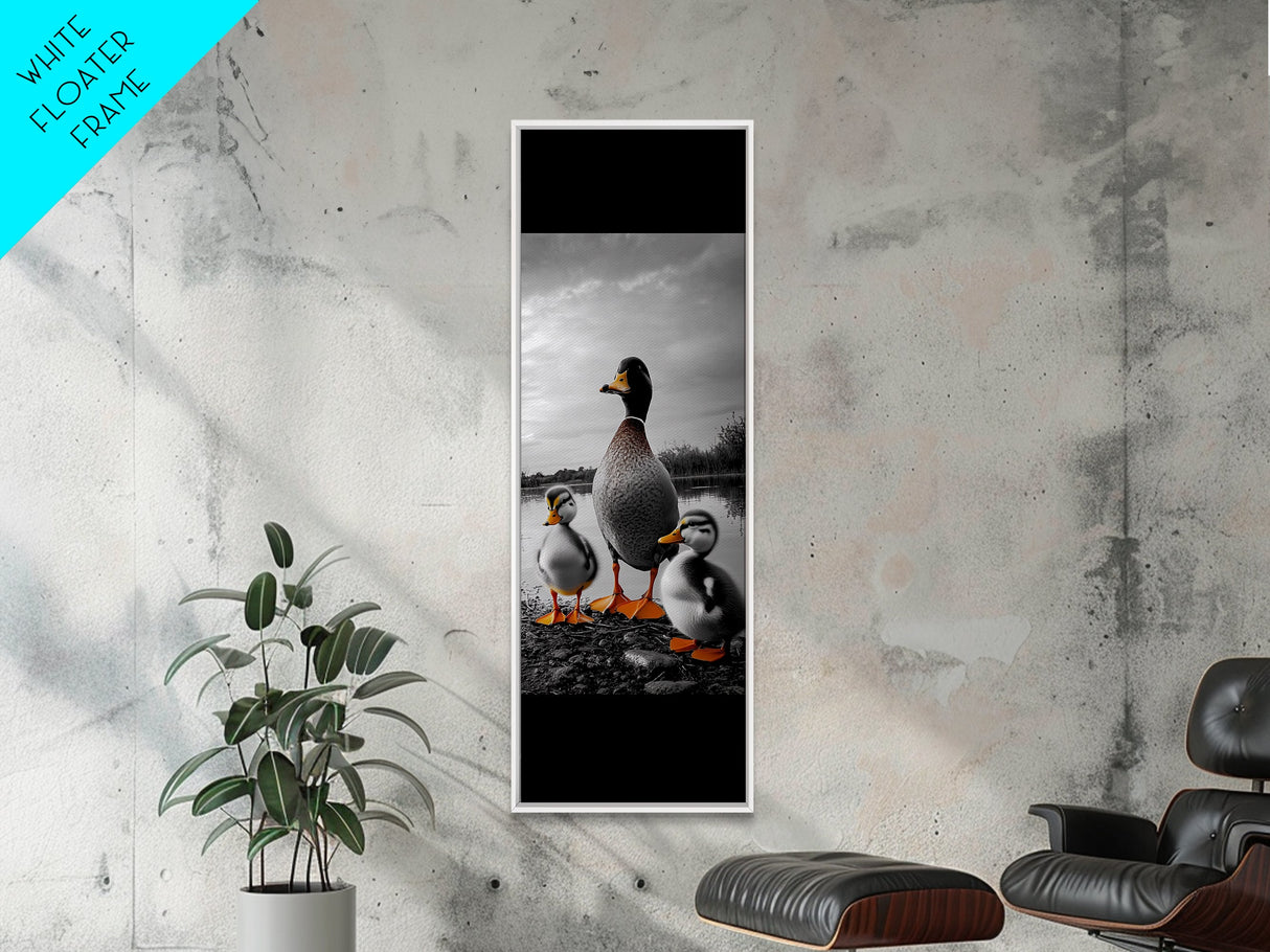 Duck Family, Lake Wildlife, Whimsical Birds, Baby Ducks, Canvas Print, Farmhouse Wall Art, Nursery Animal Decor, Playroom Country Vibes