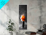 Fire Burst, Orange Explosion, Energy Impact, Fiery Blast, Framed Canvas Print, Abstract Modern Art, Gamer Room Decor, Bold Statement Piece