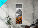 Majestic Peak, Autumn Trees, Nature Mountain Scene, Framed Canvas Print, Rustic Wall Art, Cabin Decor, Adventure Vibes, Fall Landscape Art