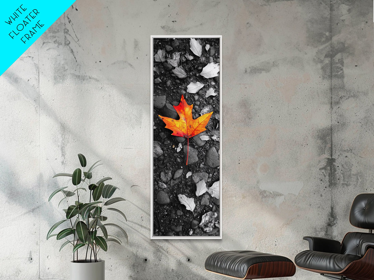 Maple Leaf Focus, Autumn Ground, Fall Vibes, Canvas Print, Nature Photography, Minimalist Art, Entryway Wall Decor, Earth Tone Aesthetic