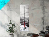 Ice Fishing Rod, Snow Adventure, Winter Sport, Framed Canvas Print, Man Cave Decor, Rustic Cabin Wall Art, Outdoor Lifestyle Photography