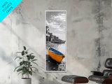 Yellow Boat, Coastal Wall Art, Seaside Home Decor, Beach Photography, Canvas Print, Nautical Theme, Bathroom Art, Minimalist Seascape