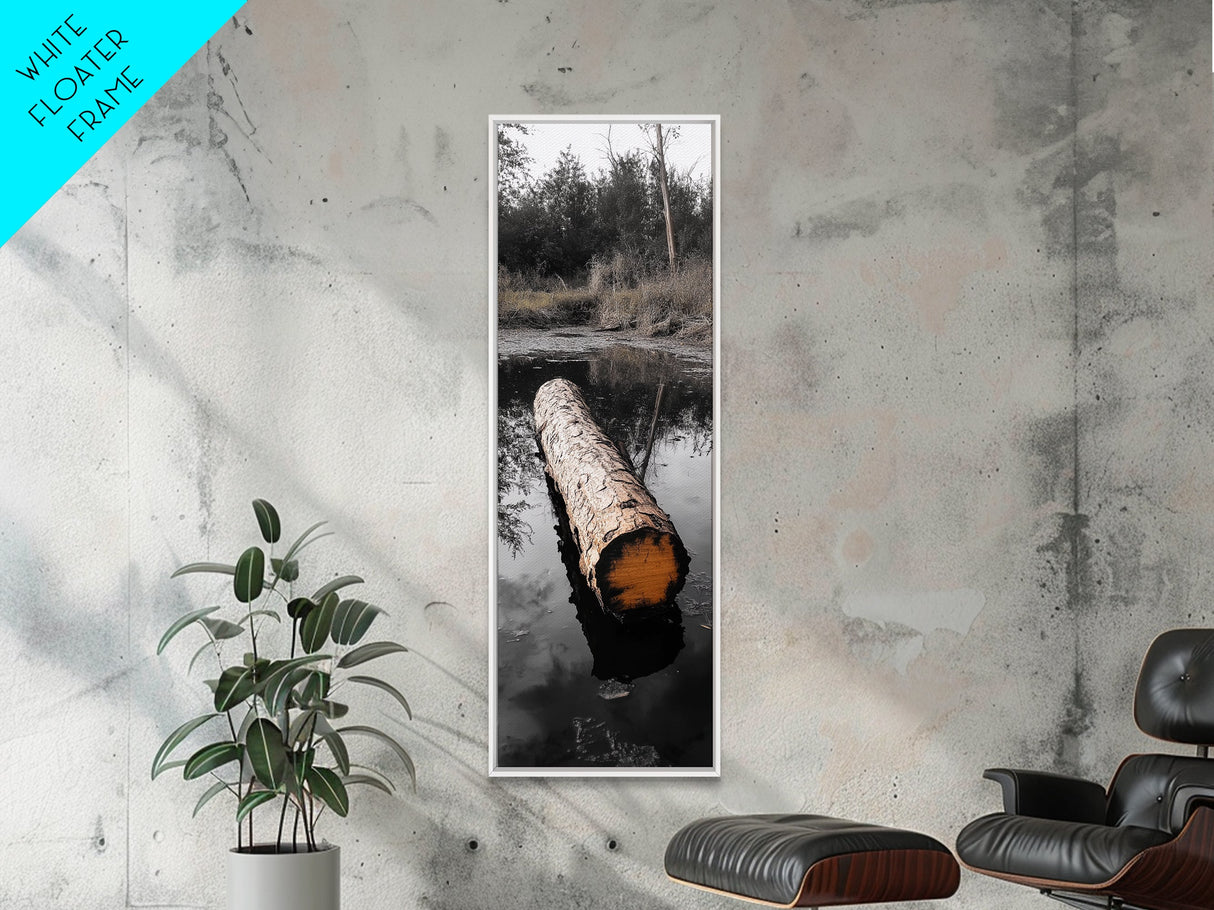 Floating Log, Woodland Print, Nature Photography, Rustic Home Decor, Canvas Print, Cabin Wall Art, Minimalist Lake House Style