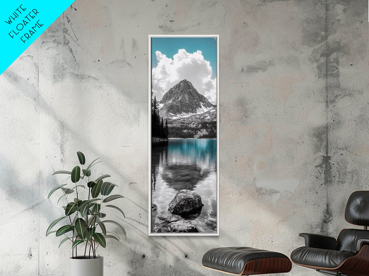Lake Reflection, Blue Water, Mountain View, Nature Serenity, Canvas Print, Minimalist Wall Art, Bedroom Landscape Decor, Coastal Wall Art