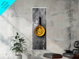 Yellow Pan, Rustic Kitchen, Bold Contrast, Culinary Wall Art, Framed Canvas Print, Industrial Decor, Chef Gift Kitchen Wall Art