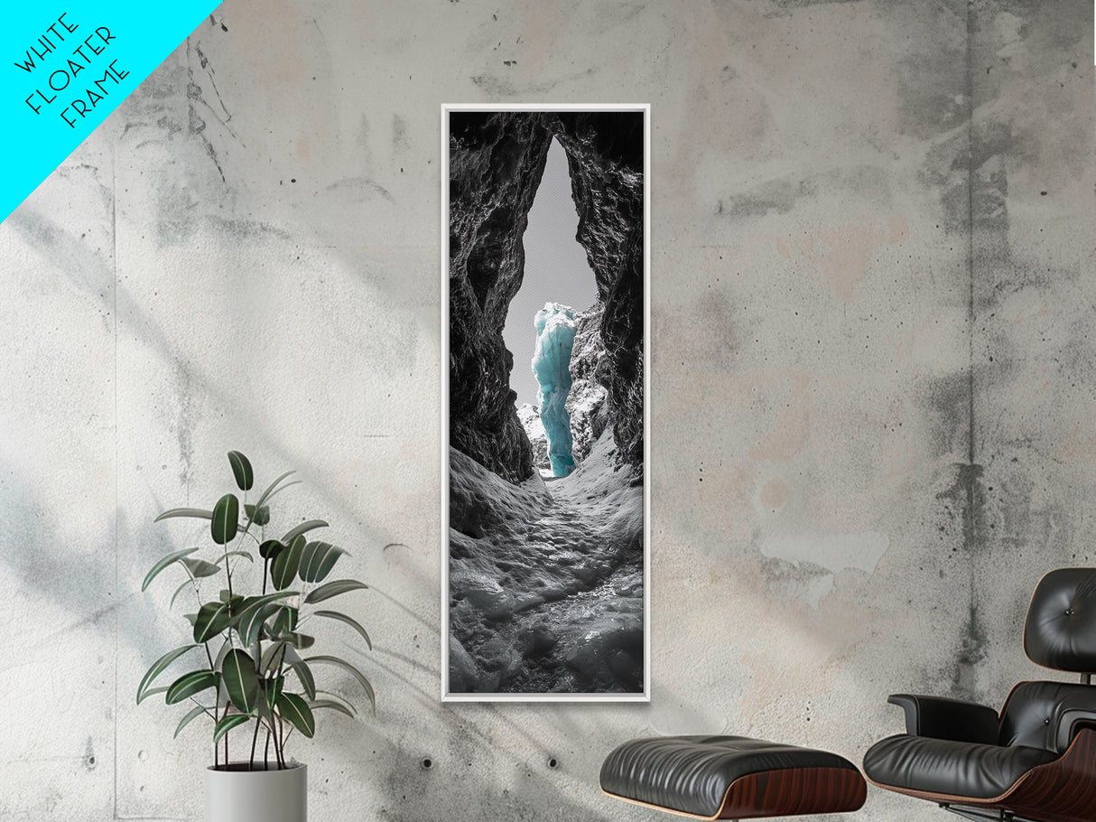 Ice Cave, Blue Glacier, Arctic Escape, Frozen Wonder, Framed Canvas Print, Winter Wall Art, Nature Lover Gift, Bedroom Photography Art