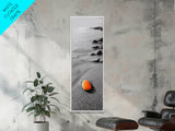 Orange Shore Stone, Minimalist Decor, Seaside Style, Beach Vibes, Framed Canvas Print Coastal Wall Art, Bathroom Decor, Modern Art